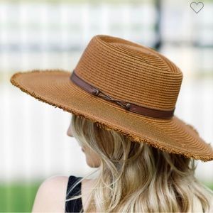 THE DAKOTA Stunning Boater Panama Straw Hat With Frayed Edges